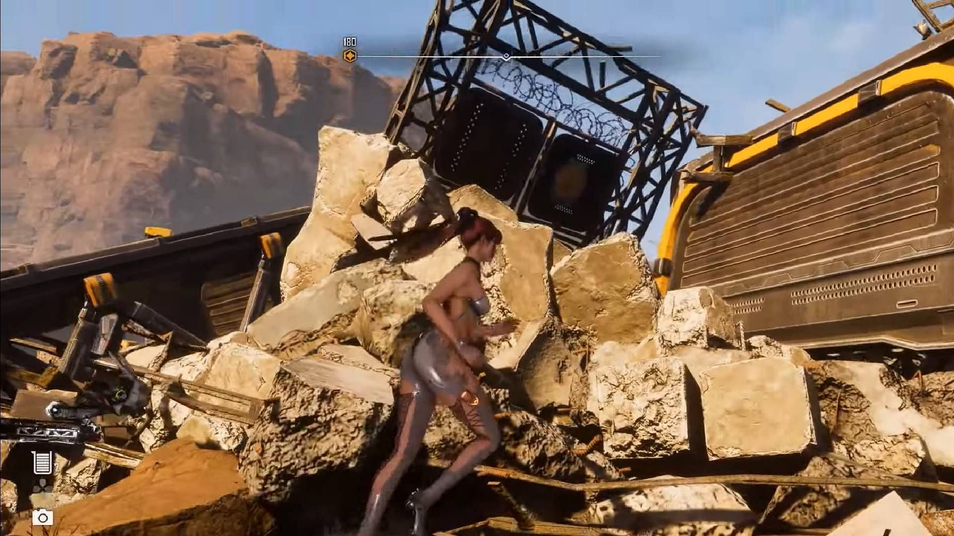 Reach the junkyard to locate the Precious Butterfly grafitti (Image via Shift Up || YouTube@Darkhowl Gaming)